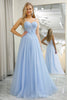 Load image into Gallery viewer, Light Blue A Line Tulle Long Corset Prom Dress