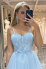 Load image into Gallery viewer, A Line Tulle Light Blue Long Corset Prom Dress