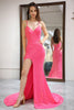 Load image into Gallery viewer, Sparkly Pink Mermaid Long Prom Dress With Slit