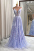 Load image into Gallery viewer, Lilac A Line Backless Long Prom Dress With Appliques