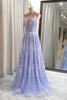 Load image into Gallery viewer, Lilac A Line Backless Long Prom Dress With Appliques