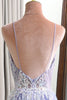 Load image into Gallery viewer, Lilac A Line Backless Long Prom Dress With Appliques