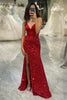 Load image into Gallery viewer, Glitter Red Mermaid Long Mirror Prom Dress With Slit