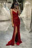 Load image into Gallery viewer, Glitter Red Mermaid Long Mirror Prom Dress With Slit