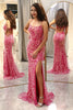 Load image into Gallery viewer, Fuchsia Mermaid Long Appliqued Prom Dress With Slit