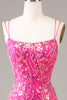 Load image into Gallery viewer, Hot Pink Sequins &amp; Beaded Mermaid Prom Dress with Slit