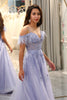 Load image into Gallery viewer, Lilac A Line Long Corset Prom Dress With Appliques