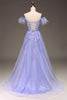 Load image into Gallery viewer, A-Line Cold Shoulder Lilac Corset Prom Dress with Appliques