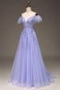 Load image into Gallery viewer, A-Line Cold Shoulder Lilac Corset Prom Dress with Appliques