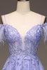 Load image into Gallery viewer, A-Line Cold Shoulder Lilac Corset Prom Dress with Appliques