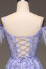 Load image into Gallery viewer, A-Line Cold Shoulder Lilac Corset Prom Dress with Appliques