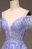 Load image into Gallery viewer, A-Line Cold Shoulder Lilac Corset Prom Dress with Appliques