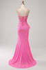 Load image into Gallery viewer, Trendy Mermaid Spaghetti Straps Pink Sequins Long Prom Dress with Appliques