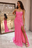 Load image into Gallery viewer, Sparkly Pink Mermaid Long Prom Dress With Slit