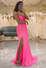 Load image into Gallery viewer, Glitter Pink Mermaid Long Prom Dress With Slit