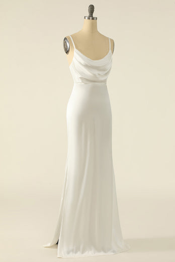 Ivory Satin Simple Bridal Dress