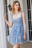 Load image into Gallery viewer, Cute A Line Sweetheart Grey Blue Short Prom Dress with Embroidery