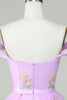 Load image into Gallery viewer, Cute A Line Sweetheart Purple Short Prom Dress with Embroidery