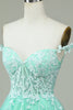 Load image into Gallery viewer, Cute A Line Spaghetti Straps Mint Short Prom Dress with Appliques