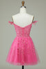 Load image into Gallery viewer, Cute A Line Spaghetti Straps Pink Short Prom Dress with Appliques