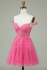 Load image into Gallery viewer, Cute A Line Spaghetti Straps Pink Short Prom Dress with Appliques