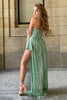 Load image into Gallery viewer, Asymmetrical Light Green Halter Sequins Homecoming Dress with Keyhole