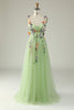 Load image into Gallery viewer, Green Spaghetti Straps Prom Dress With 3D Flowers