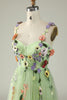 Load image into Gallery viewer, Green Spaghetti Straps Prom Dress With 3D Flowers