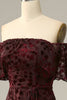 Load image into Gallery viewer, Burgundy Flower Off The Shoulder Prom Dress