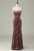 Load image into Gallery viewer, Mermaid Strapless Rust Velvet Bridesmaid Dress