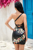 Load image into Gallery viewer, Bodycon One Shoulder Black Sequin Beading Short Prom Dress