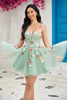 Load image into Gallery viewer, Cute A Line Spaghetti Straps Light Green Short Prom Dress with Appliques