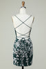 Load image into Gallery viewer, Dark Green Spaghetti Straps Bodycon Short Prom Dress With Appliques