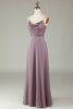 Load image into Gallery viewer, Spaghetti Straps Beaded Dusty Pink Bridesmaid Dress