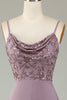 Load image into Gallery viewer, Spaghetti Straps Beaded Dusty Pink Bridesmaid Dress