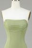 Load image into Gallery viewer, Mermaid Strapless Lemon Green Bridesmaid Dress