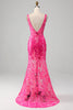 Load image into Gallery viewer, Fuchsia Mermaid Prom Dress with Sequins