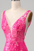 Load image into Gallery viewer, Fuchsia Mermaid Prom Dress with Sequins