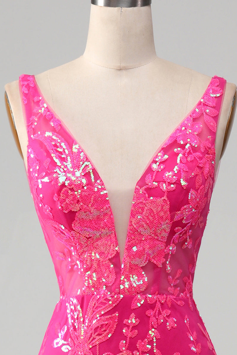 Load image into Gallery viewer, Fuchsia Mermaid Prom Dress with Sequins