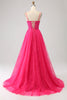 Load image into Gallery viewer, Fuchsia A-Line Corset Lace Long Prom Dress with Slit