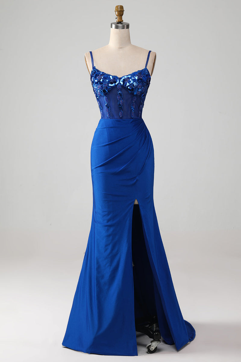 Load image into Gallery viewer, Royal Blue Long Prom Dress-1