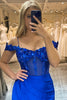 Load image into Gallery viewer, Sparkly Royal Blue Mermaid Long Prom Dress With Sequined Appliques