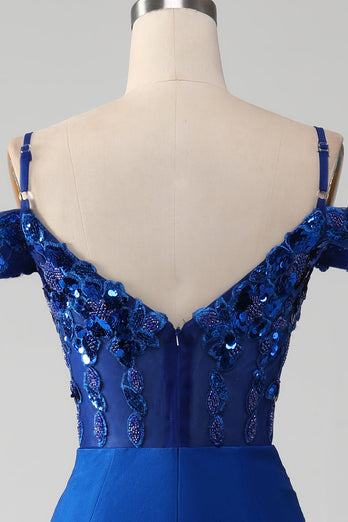 Royal Blue Long Prom Dress-5