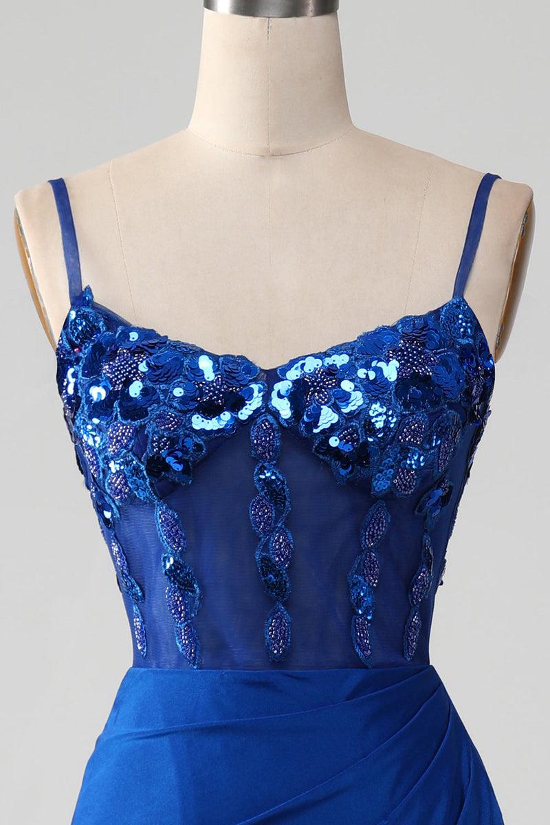 Load image into Gallery viewer, Royal Blue Long Prom Dress-4