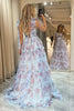 Load image into Gallery viewer, Floral Print A Line Adjustable Straps Tulle Long Prom Dress