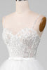 Load image into Gallery viewer, White A-Line Sparkly Sequin Ruffle Skirt Corset Prom Dress With Slit