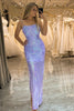 Load image into Gallery viewer, Sparkly Lilac Mermaid Backless Long Prom Dress With Sequined Appliques