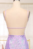 Load image into Gallery viewer, Glitter Lilac Mermaid Spaghetti Straps Backless Long Prom Dress With Embroidery