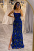 Load image into Gallery viewer, Glitter Royal Blue Long Prom Dress With Slit