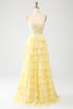 Load image into Gallery viewer, Yellow Sweetheart Tiered Prom Dress